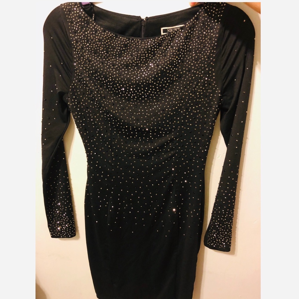 Long sleeve rhinestone dress